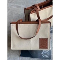 Loewe Cushion Canvas Tote 32CM Beige Brown