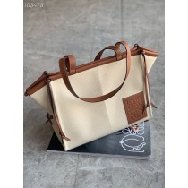 Loewe Cushion Canvas Tote 35CM Beige Brown