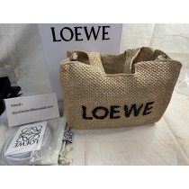 Loewe Small Loewe Font Tote In Raffia