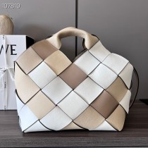 Loewe Small Surplus Leather Woven Basket Bag Calfskin Beige White