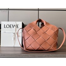 Loewe Small Surplus Leather Woven Basket Bag Calfskin Brown