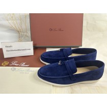Loro Piana Summer Charms Walk Loafers Unisex Suede Blue