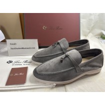 Loro Piana Summer Charms Walk Loafers Unisex Suede Gray