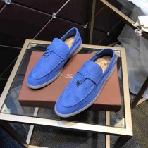 Loro Piana Summer Charms Walk Loafers Unisex Suede Klein Blue