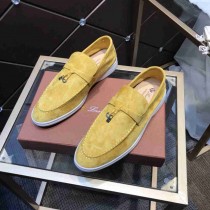 Loro Piana Summer Charms Walk Loafers Unisex Suede Yellow