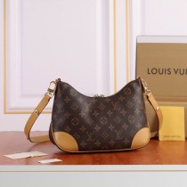 Louis Vuitton Boulogne Monogram Shoulder Bag Black Beige M45832