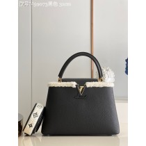 Louis Vuitton Capucines Medium Structured Crossbody Satchels Black