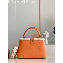 Louis Vuitton Capucines Medium Structured Crossbody Satchels Orange