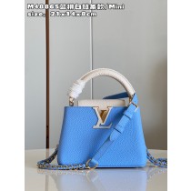 Louis Vuitton Capucines Mini Taurillon Leather Bag Blue White