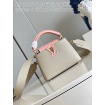 Louis Vuitton Capucines Mini Taurillon Leather Bag Cream Pink