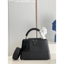 Louis Vuitton Capucines Small Structured Crossbody Satchels Black