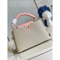Louis Vuitton Capucines Taurillon Studded MM Cream Pink