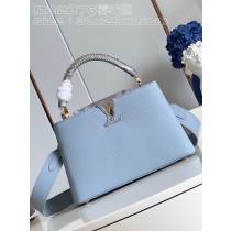 Louis Vuitton Capucines Taurillon Studded MM Smoke Blue