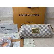 Louis Vuitton Eva Damier Azur Chain Clutch 2 Way Purse Cream