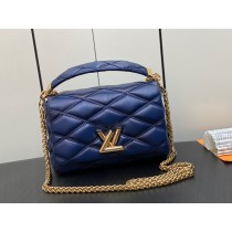 Louis Vuitton GO-14 MM Malletage Leather Bag Navy Blue