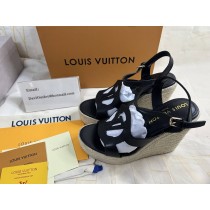 Louis Vuitton LV Isola Wedge Sandal 110mm Calf Leather Black