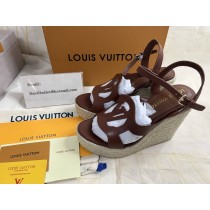 Louis Vuitton LV Isola Wedge Sandal 110mm Calf Leather Dark Brown