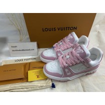 Louis Vuitton LV Trainer Sneaker Monogram Calf Leather White Pink