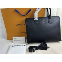 Louis Vuitton Men Briefcase Calf Leather Black