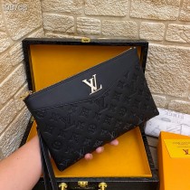 Louis Vuitton Men Clutch Monogram Leather Black