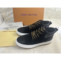 Louis Vuitton Men High Top Sneakers Calf Leather Black