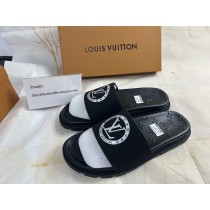 Louis Vuitton Men Monogram Rubber Slide Sandals Black
