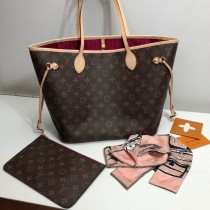 Louis Vuitton Monogram Canvas Neverfull Medium Handbag Red Lining