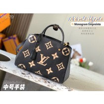 Louis Vuitton Montaigne MM Bag In Tourterelle Black Leather