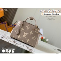 Louis Vuitton Montaigne MM Bag In Tourterelle Gray Leather
