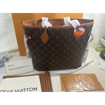 Louis Vuitton Neverfull MM Monogram Canvas Tote Bag Dark Brown