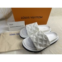 Louis Vuitton Pool Pillow Mule Embossed Monogram Leather White
