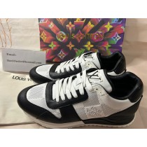 Louis Vuitton Men Run Away Sneaker Damier Calfskin White Black
