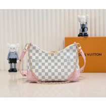 Louis Vuitton Boulogne Damier Shoulder Bag White Pink
