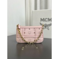 MCM Aren Shoulder Bag in Visetos Pink