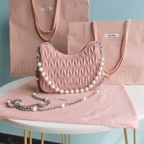 Miu Miu 5BH211 Matelassé Nappa Leather Shoulder Bag Pink