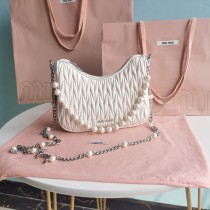 Miu Miu 5BH211 Matelassé Nappa Leather Shoulder Bag White