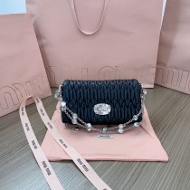 Miu Miu 5BP079 Miu Crystal Mini Bag Nappa and Crystals Black