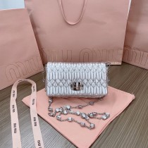 Miu Miu 5BP079 Miu Crystal Mini Bag Nappa and Crystals Silver