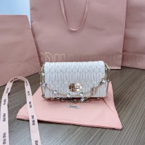 Miu Miu 5BP079 Miu Crystal Mini Bag Nappa and Crystals White