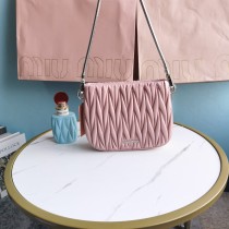 Miu Miu Iconic Crystal Cloqué Nappa Leather Bag Pink