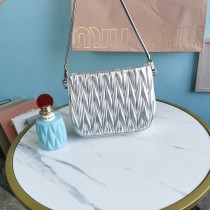 Miu Miu Iconic Crystal Cloqué Nappa Leather Bag Silver