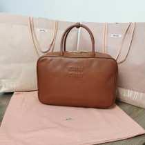 Miu Miu Leather Top-Handle Bag Brown