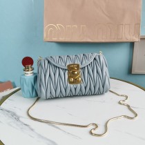 Miu Miu Matelassé Chain Clutch Blue