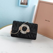 Miu Miu Matelassé Leather Clutch Bag With Jewel Buckle Black