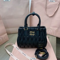Miu Miu Matelassé Nappa Leather Handbag Black