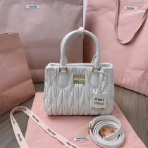 Miu Miu Matelassé Nappa Leather Handbag White