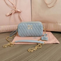 Miu Miu Matelassé Nappa Leather Mini-Bag Blue