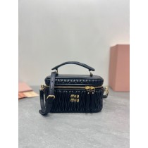 Miu Miu Matelassé Nappa Leather Shoulder Bag Black
