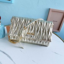 Miu Miu Matelassé Nappa Leather Shoulder Bag Gold