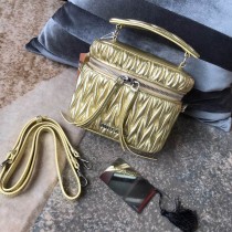 Miu Miu Matelassé Nappa Leather Shoulder Bag Gold
